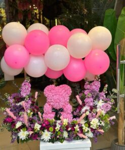 Delicate Mixed Flowers with Stand for Baby Girls’ Celebrations