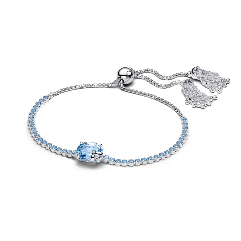 Bee sterling silver tennis bracelet with dream blue crystal