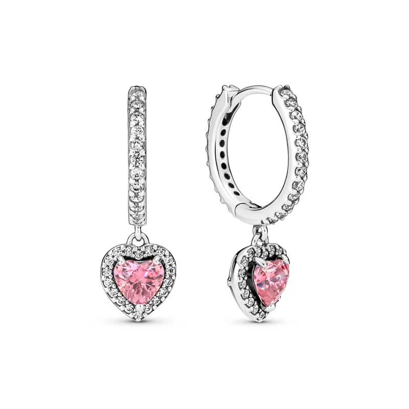 Sparkling halo heart hoop earrings sterling silver